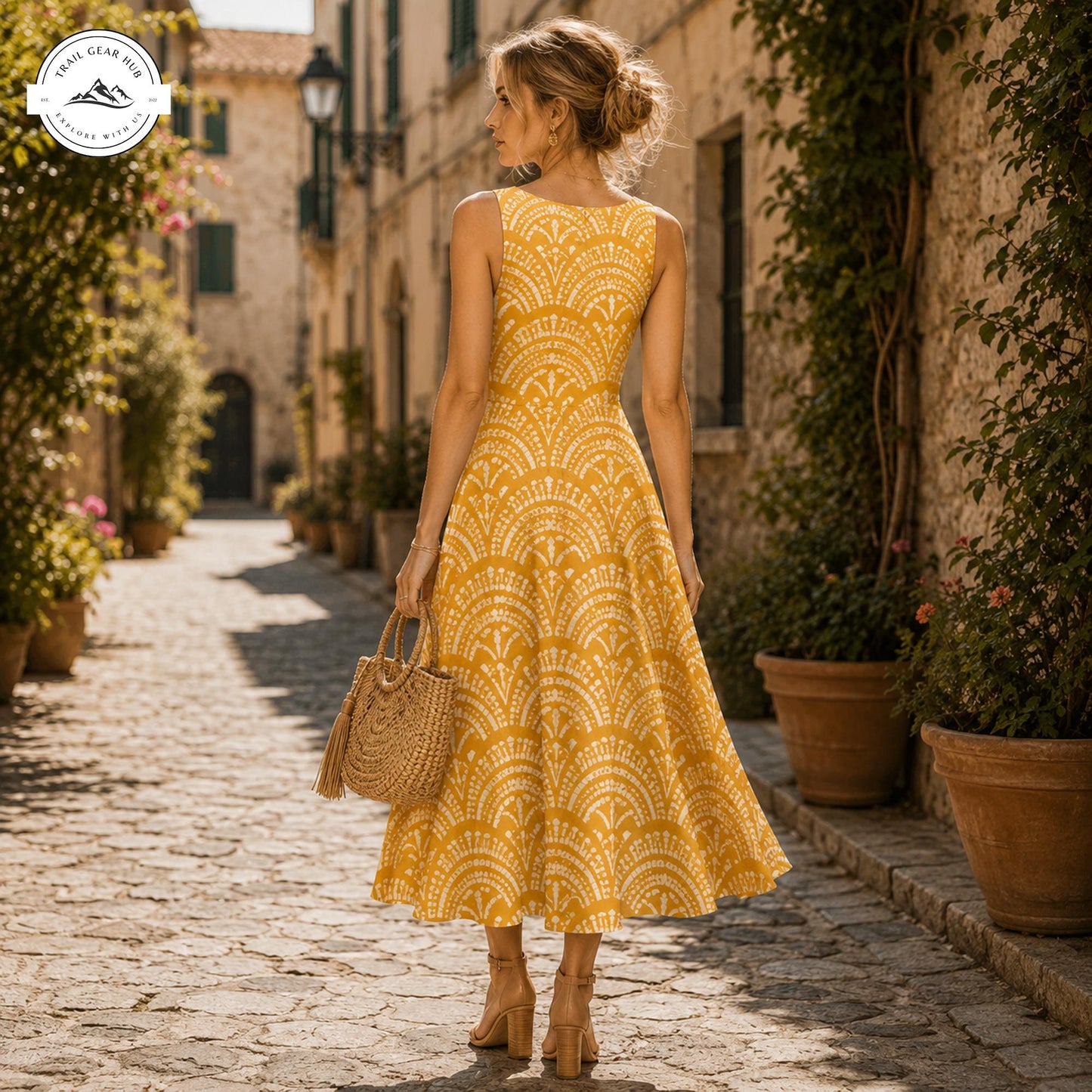 Boho Yellow Print Women's Vest Dress TP05