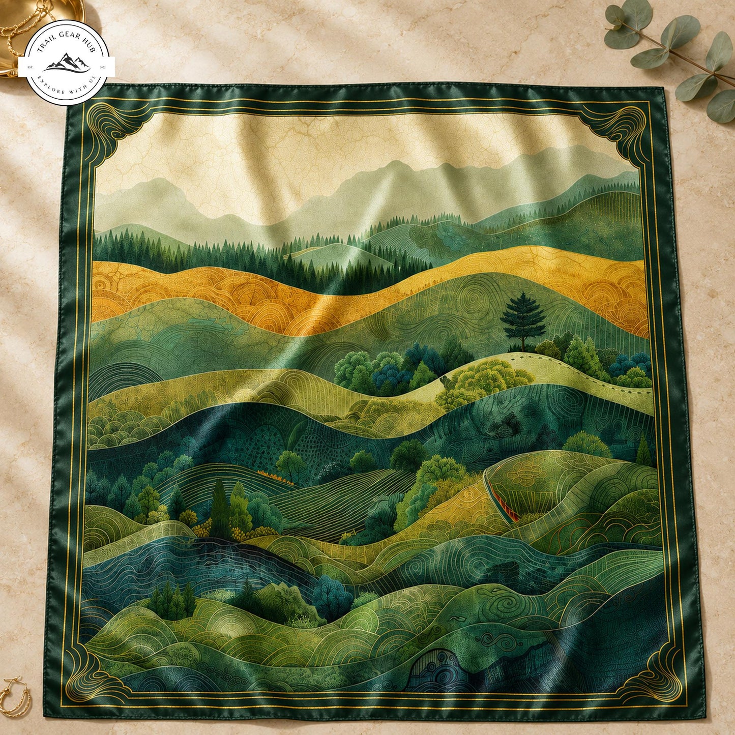 The Rolling Hills Satin Square Scarf TP06SSBD