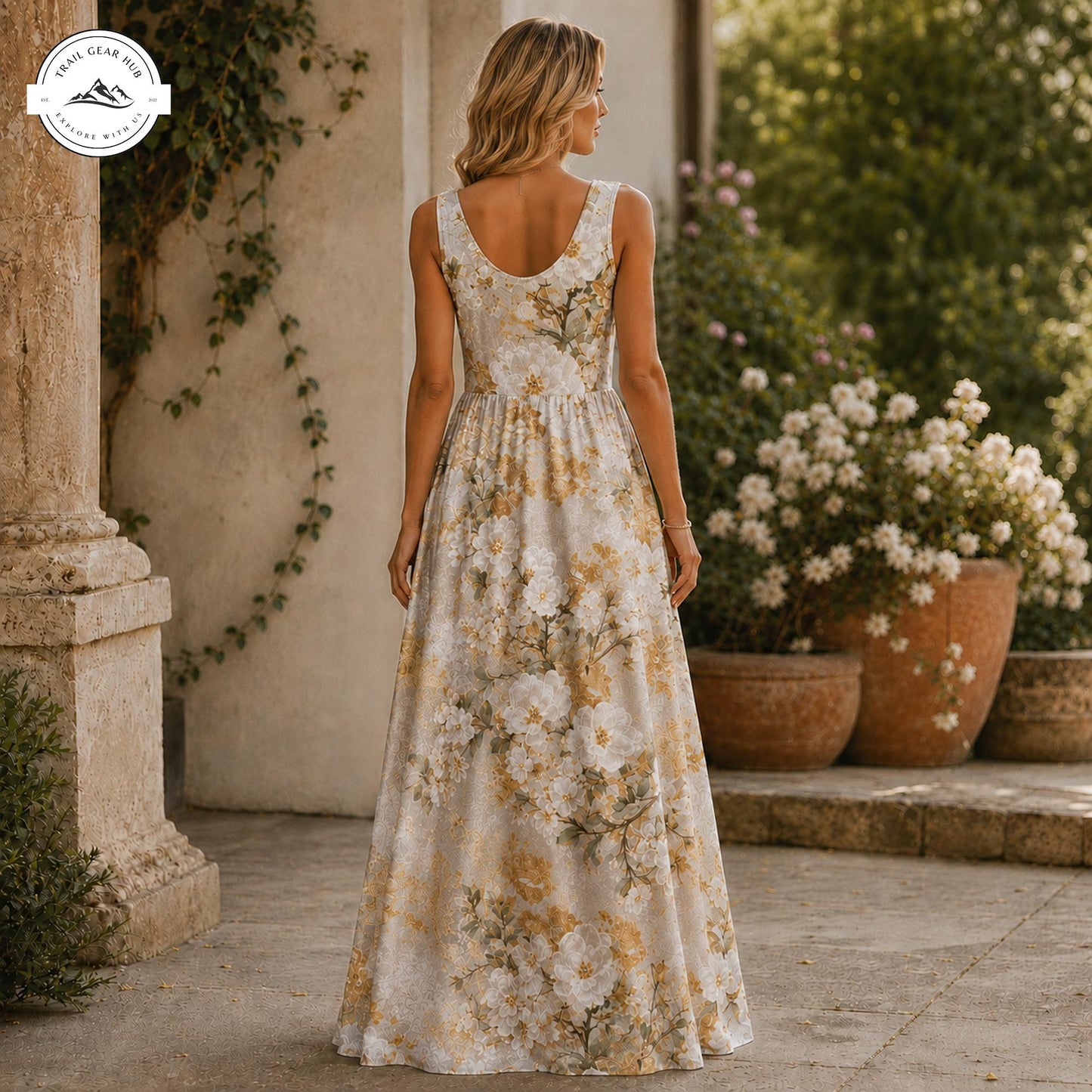 Vintage Floral Muse Women’s Sleeveless Maxi Dress TP06