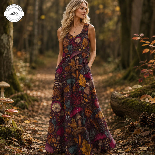 Cottagecore Mushroom Women’s Sleeveless Maxi Dress TP07