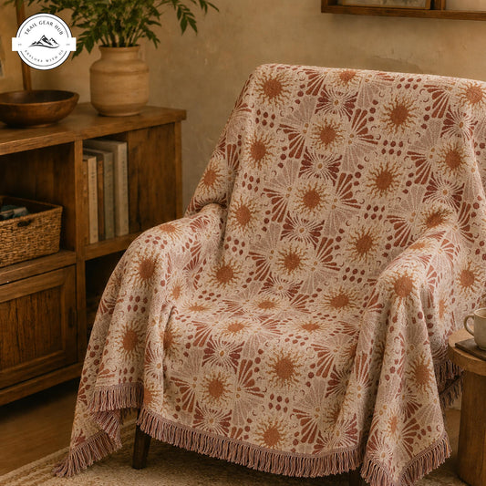 Boho Celestial Sun Woven Throw Blankets TP05