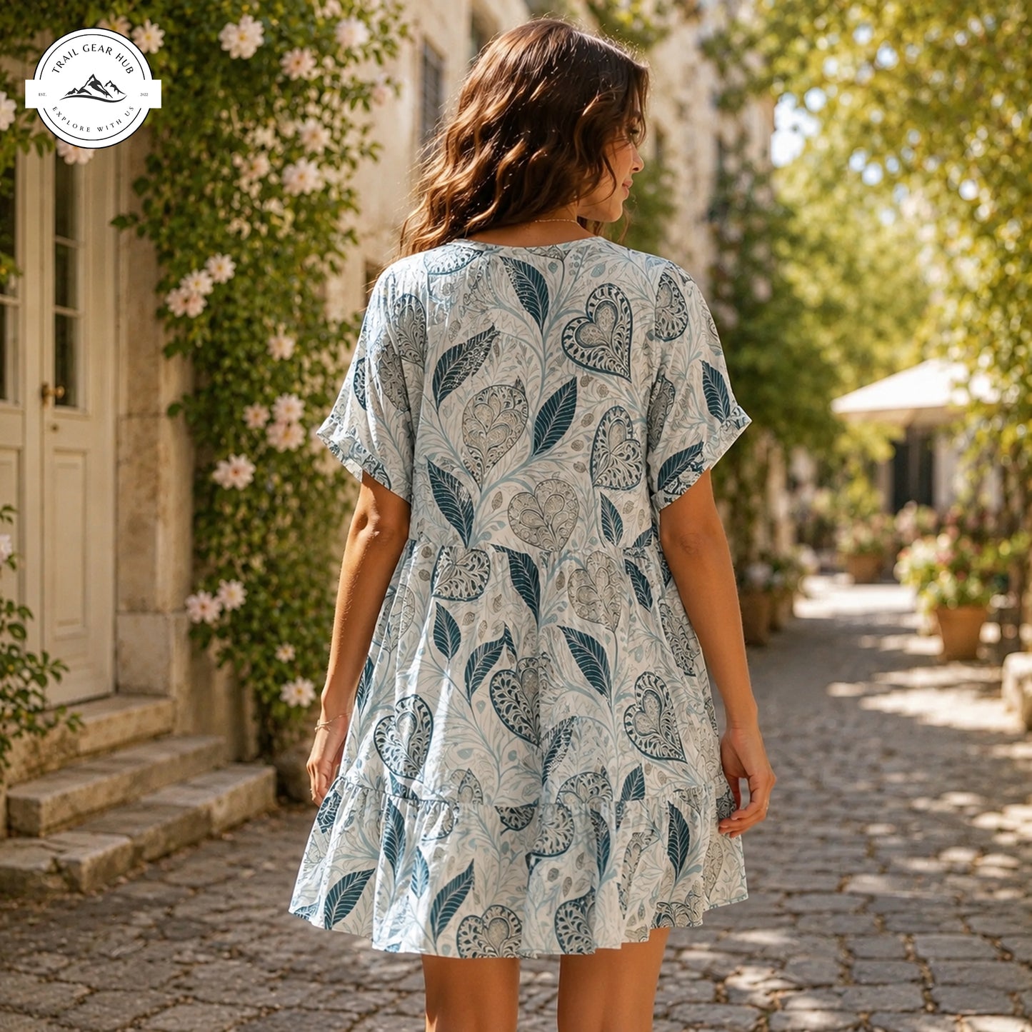 Vintage Floral Women’s Flowy V-Neck Dress TP01