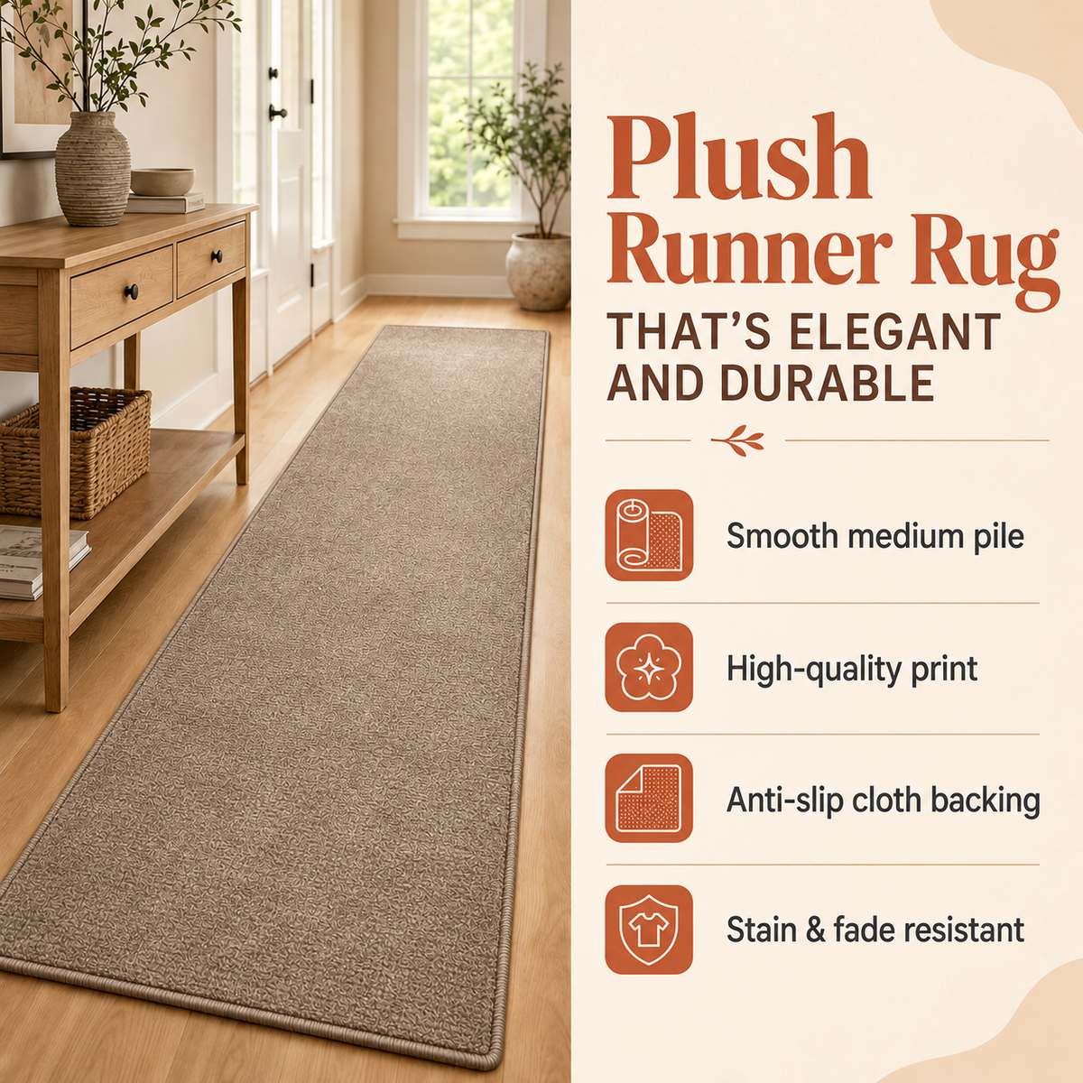 Autumn Maple Leaves & Pumpkin Patchwork Plush Runner Rug TP77RUGHN117