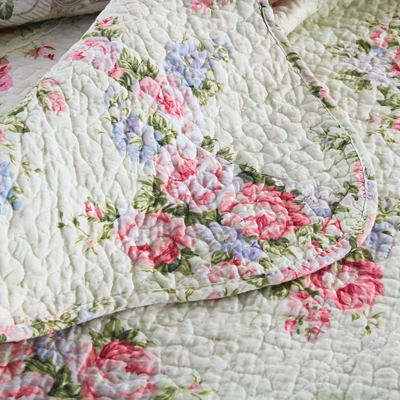 Vintage Floral Cotton Handmade Quilt Set EM16