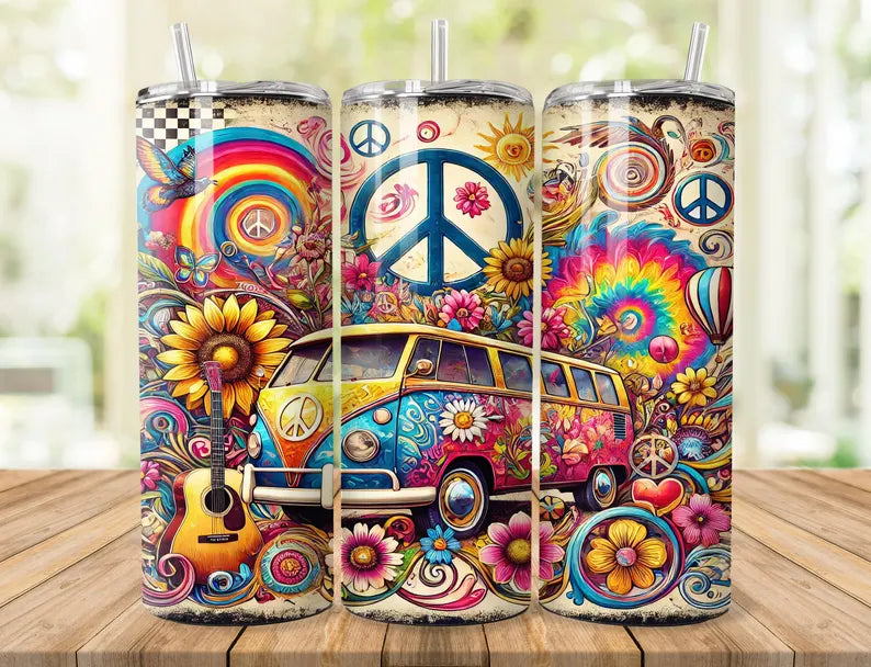 Retro Hippie Skinny Tumbler EM01