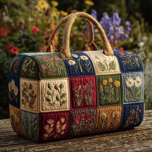 Botanical Patchwork Quilted Duffle Bag