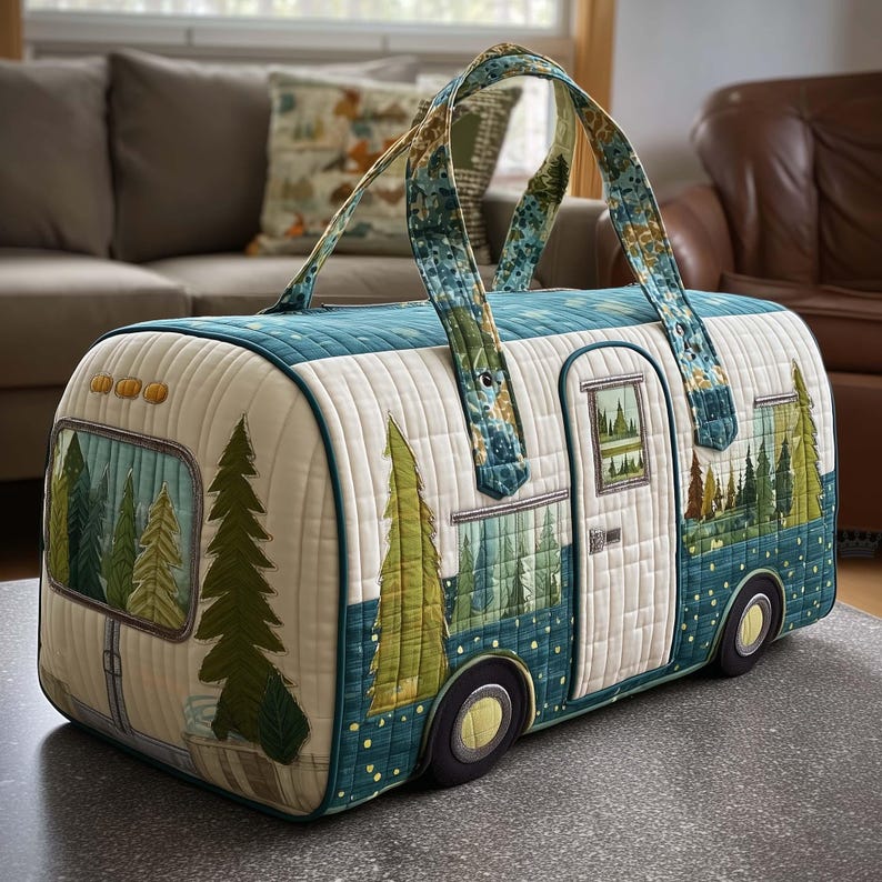 Caravan Camping Quilted Handbag