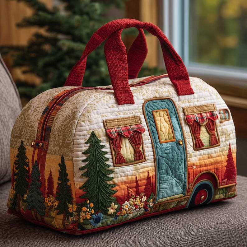 Vintage Camper Quilted Duffle Bag