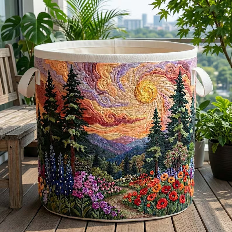 Camping Vibe Quilted Laundry Basket