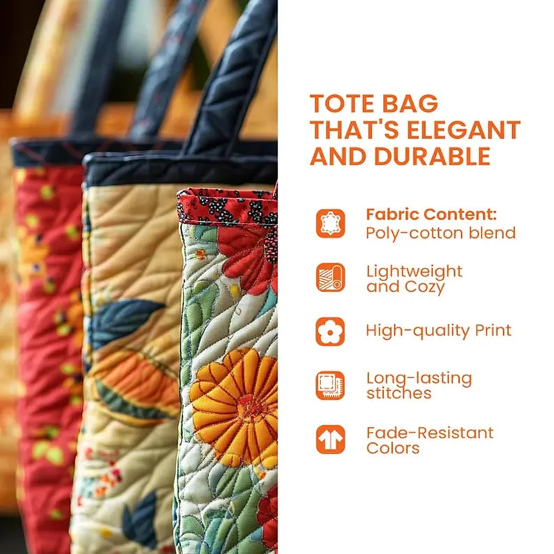 Mountain Lake Cabin Quilted Tote Bag