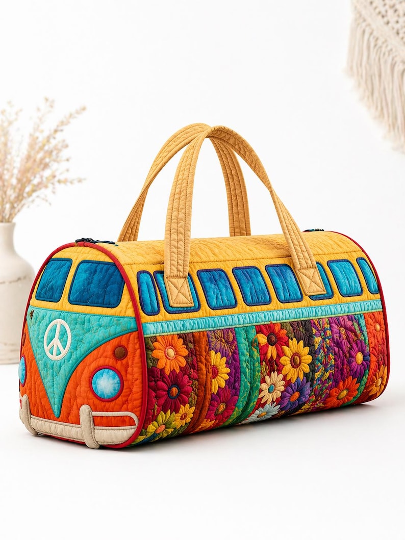 Retro Boho Floral Quilted Handbag