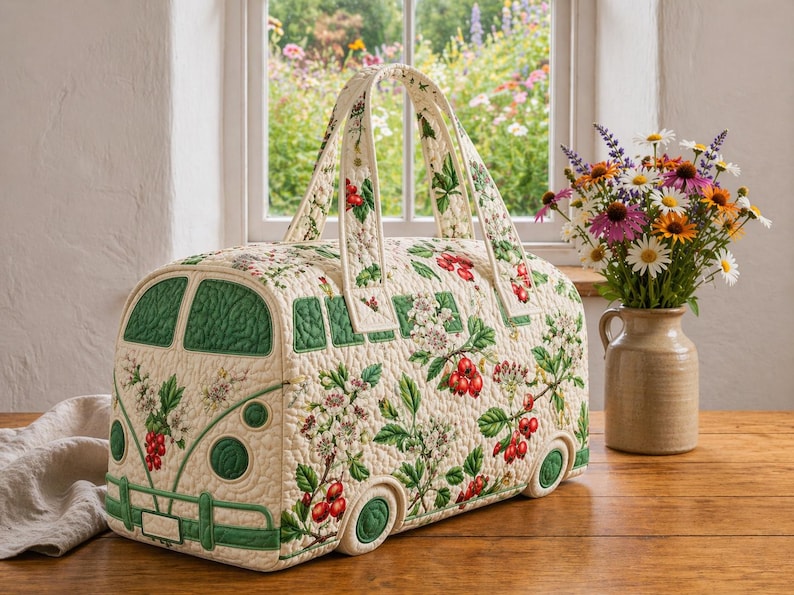 Berry Blossom Camper Quilted Handbag