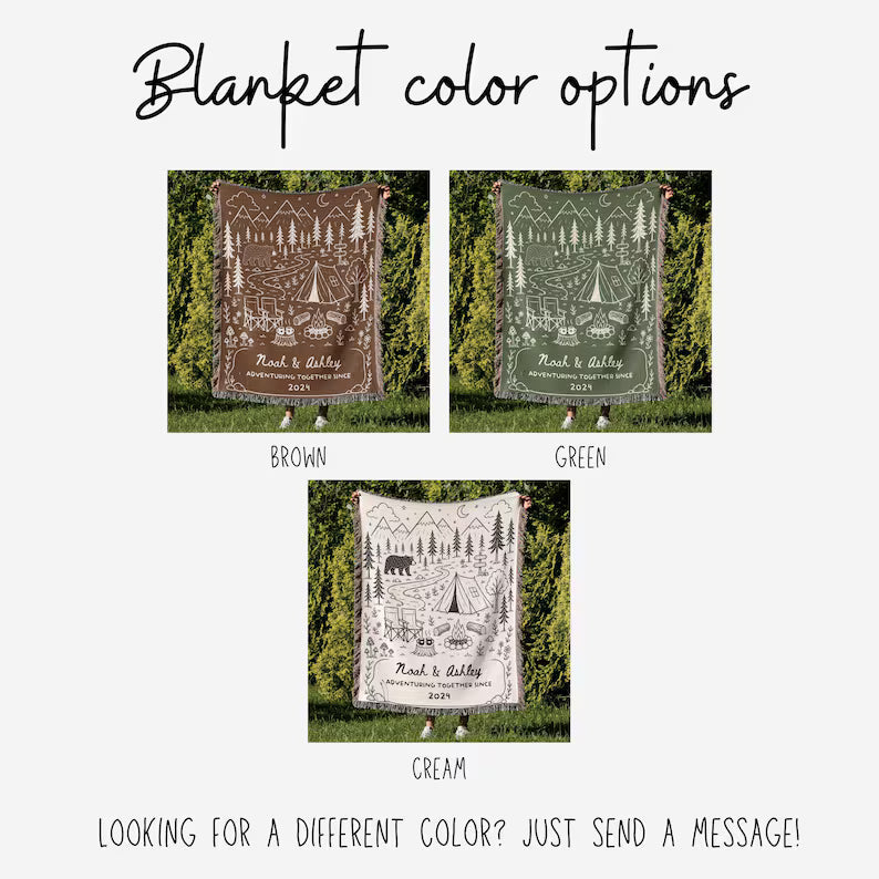 Camping Personalized  Woven Throw Blankets EM02