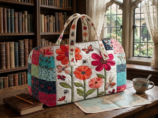 Cottagecore Floral Quilted Duffle Bag