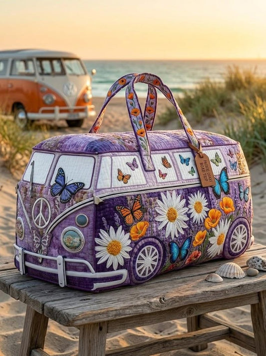 Hippie Camping Bus Quilted Handbag