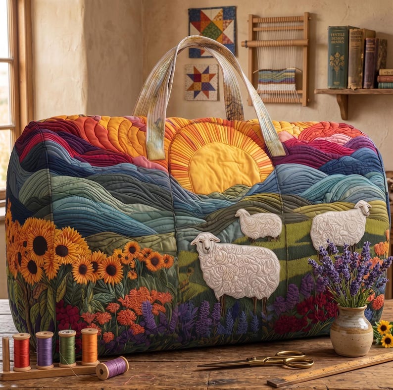 Countryside Sheep Quilted Duffle Bag
