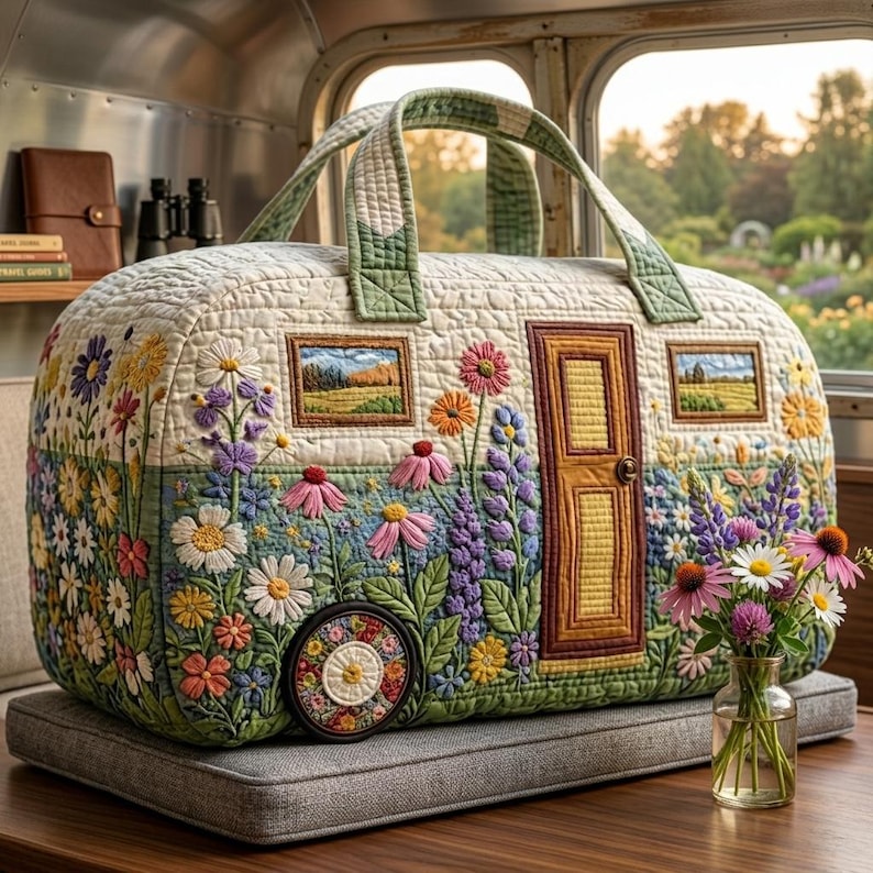 Floral Camper Quilted Duffle Bag EM14