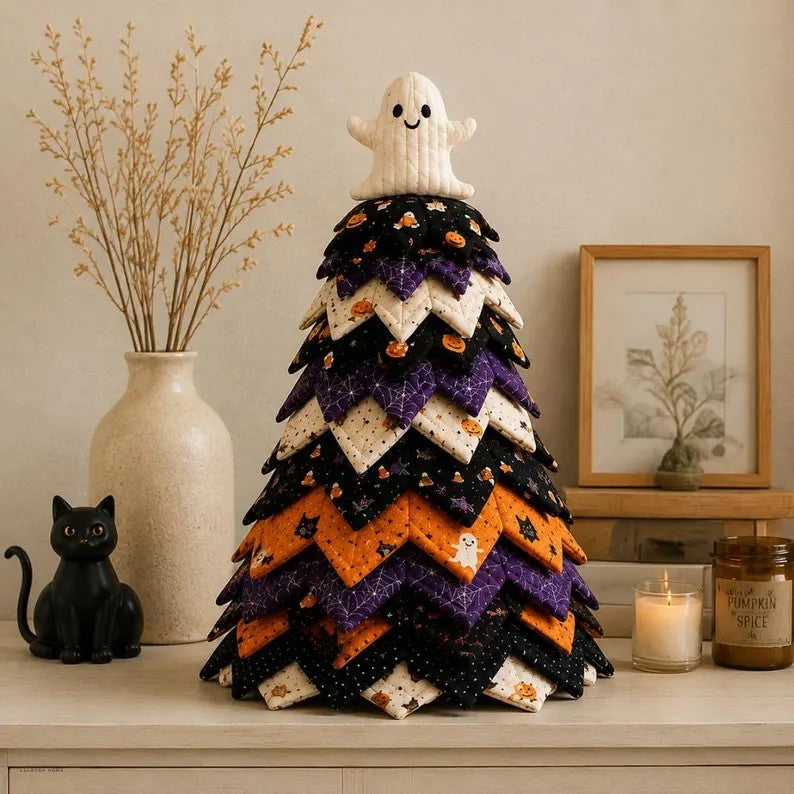 Cute Ghost & Pumpkin Spooky Season DIY Quilted Halloween Christmas Tree Kit LD9