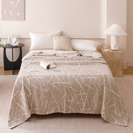Warm Caramel Ultra Soft Coverlet Cotton 3 Layer Gauze Quilt LD32